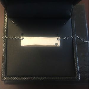 Diamond Sterling Silver Bar Necklace